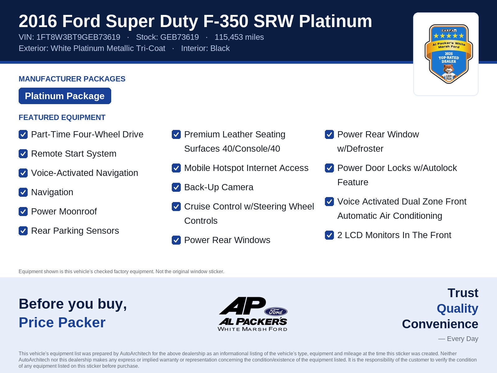 2016 Ford Super Duty F-350 SRW Platinum