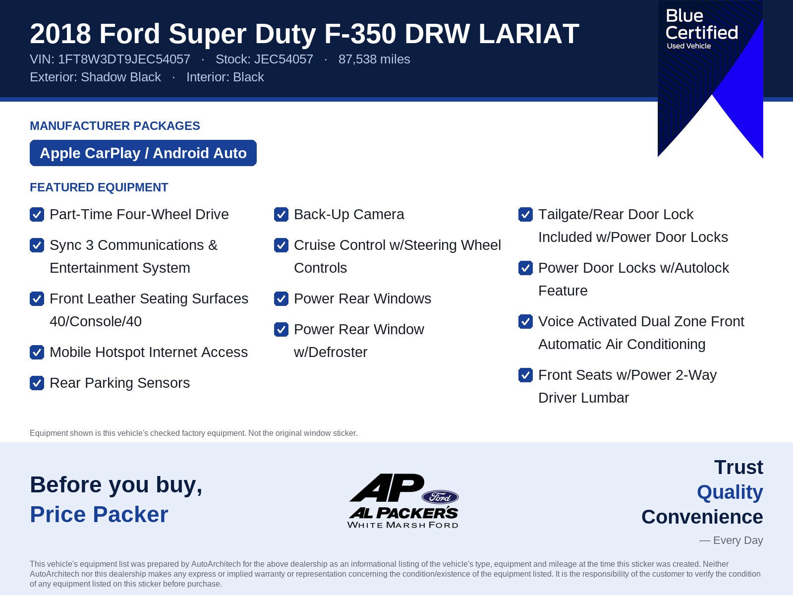 2018 Ford Super Duty F-350 DRW LARIAT