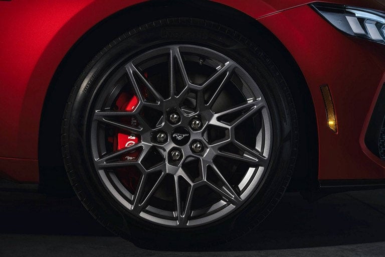 2024 Ford Mustang® model with a close-up of a wheel and brake caliper | Al Packer's White Marsh Ford in Middle River MD