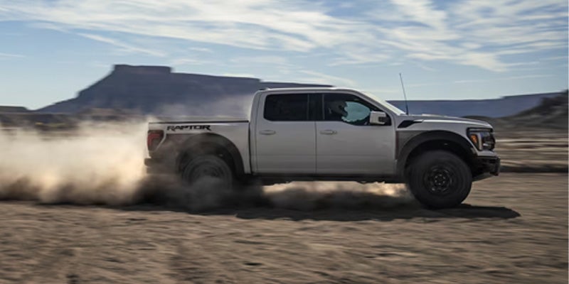 Photo of a 2025 Ford F-150 speeding through sand