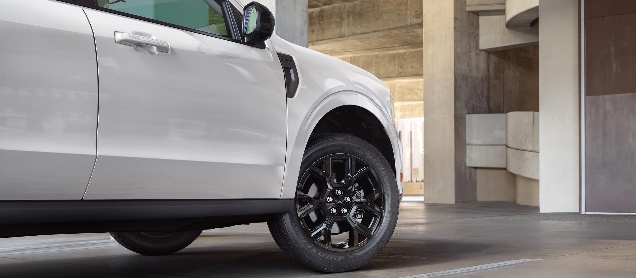 Close up view of the right front side of a 2025 Ford Maverick